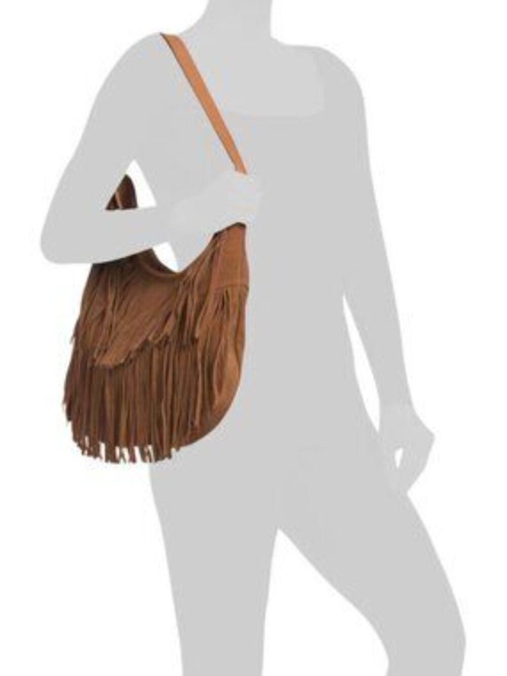 VILENCA Suede Allover Front Fringe Hobo - Picture 4 of 4